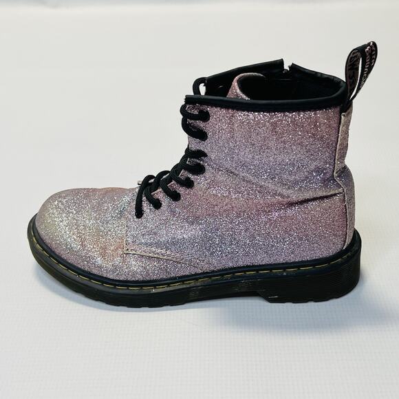 Dr Martens Delaney Glitter Combat Boots Purple Womens Sz 5 Mens Size 4 - Picture 2 of 12